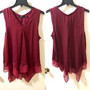 Burgundy Red Flowy Loose Vera Wang Dress Top Large